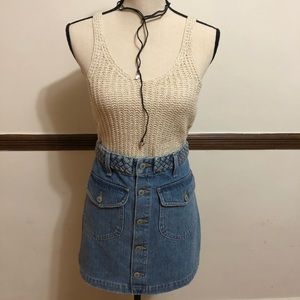 Women jeans skirt and, a knit top